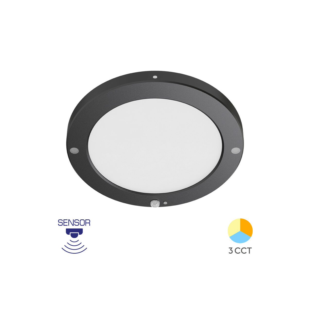 CORP LED CU SENZOR PT/ST 20W 3in1 ROTUND IP20 NEGRU - Instadepot
