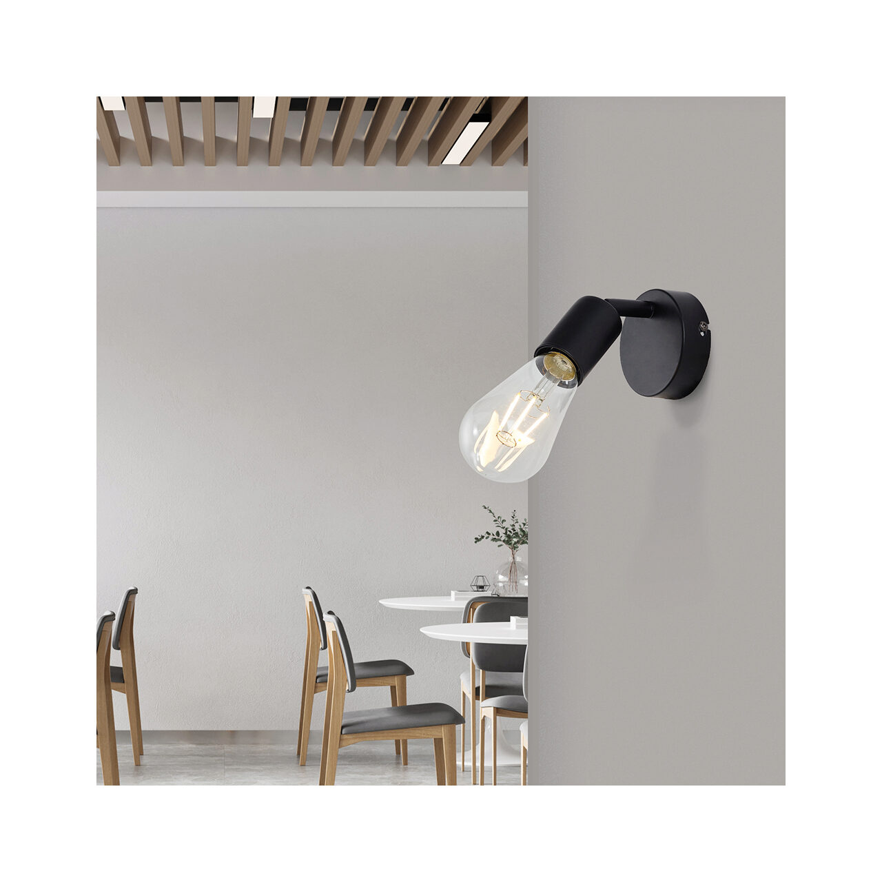 LAMPA DE PERETE G003C-1H-1xE27-NEGRU - imagine 2