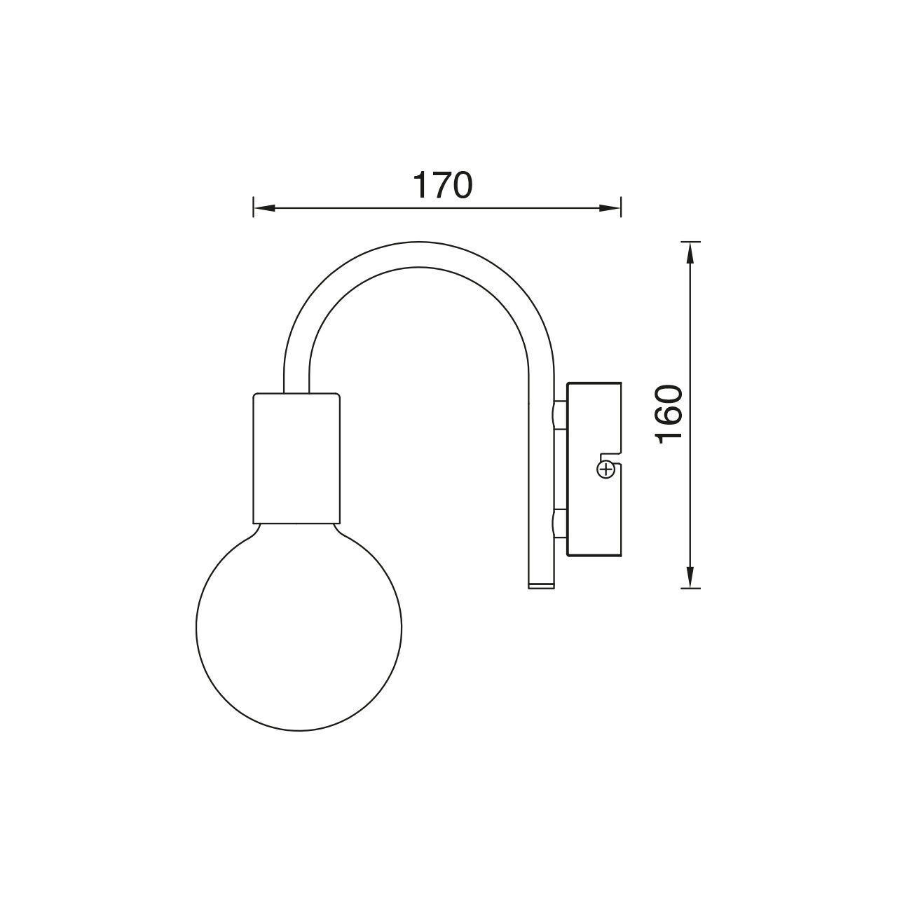 LAMPA DE PERETE G003W-1H-1xE27-NEGRU - imagine 4