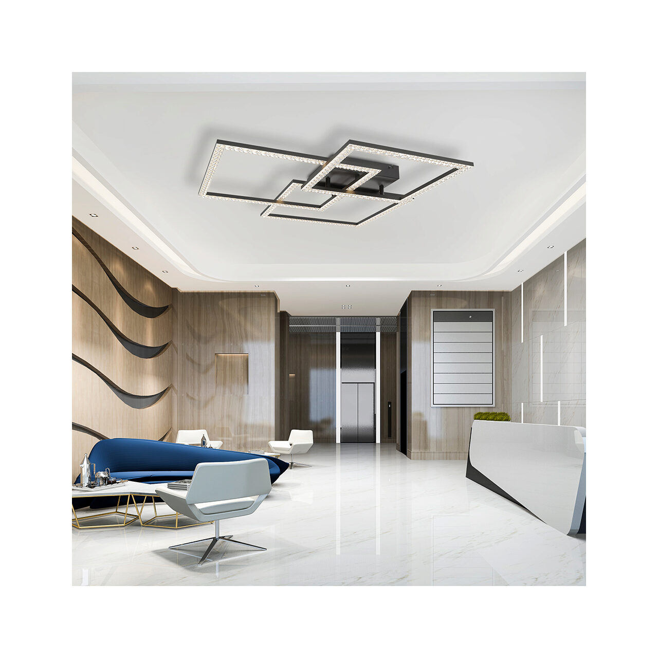 LUSTRA LED 80W CRYSTAL-3IN1-telecomanda-DIM-NEGRU - imagine 2