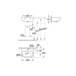 Alternative view of Lavoar baie, Grohe, Bau, ceramica, alb lucios, 45.3x35.4x15cm