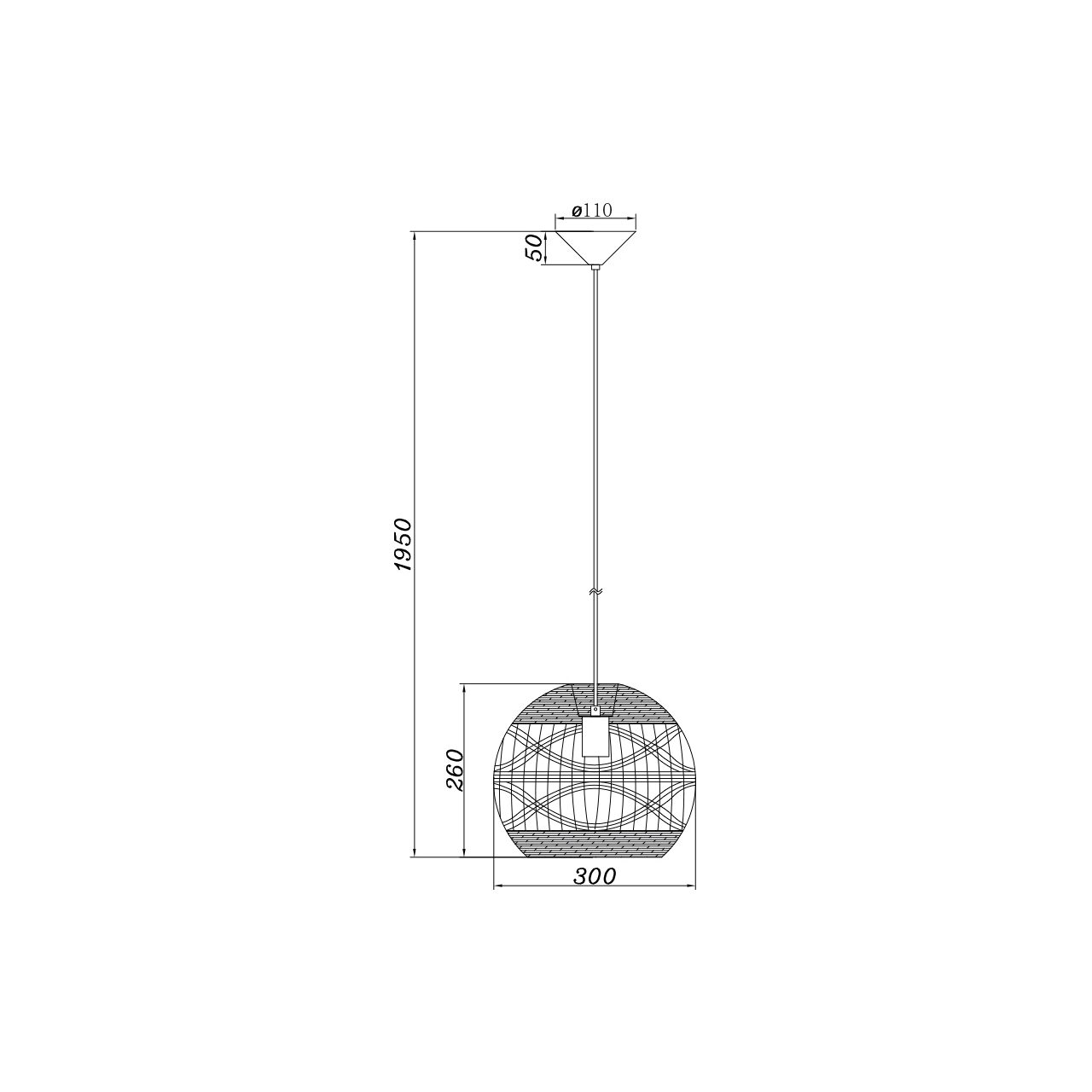 PENDUL D003R-1H-1xE27 SEMI SFERA MIC RATAN - imagine 4