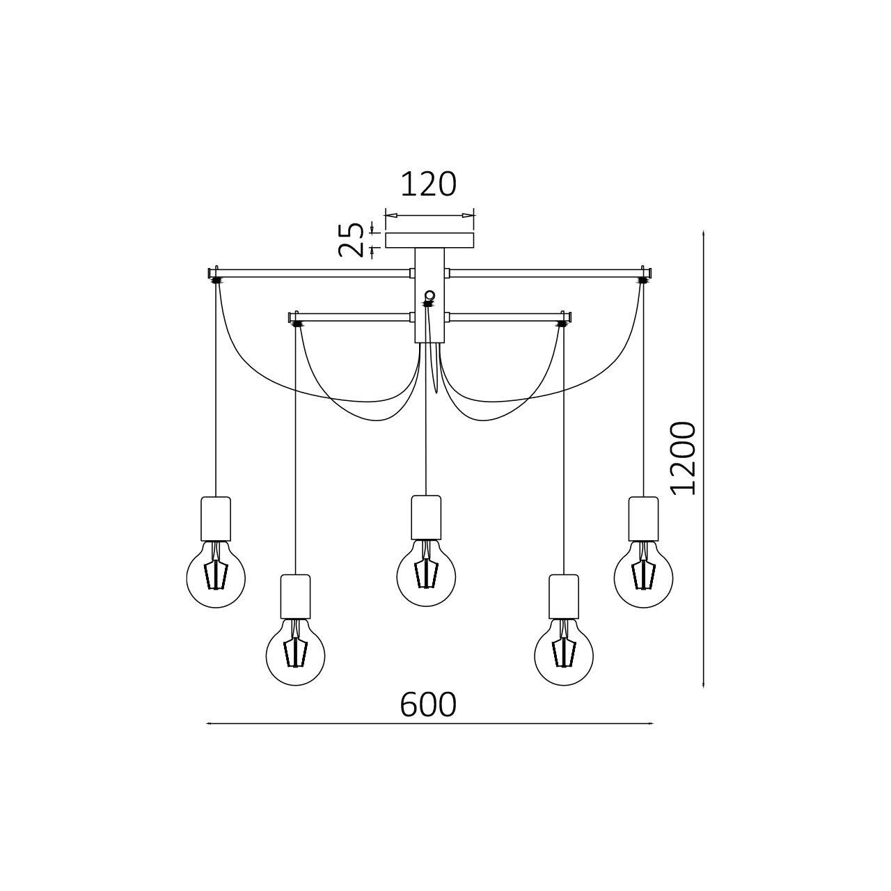 PENDUL G004C-6H-6xE27 CU CABLU NEGRU - imagine 4
