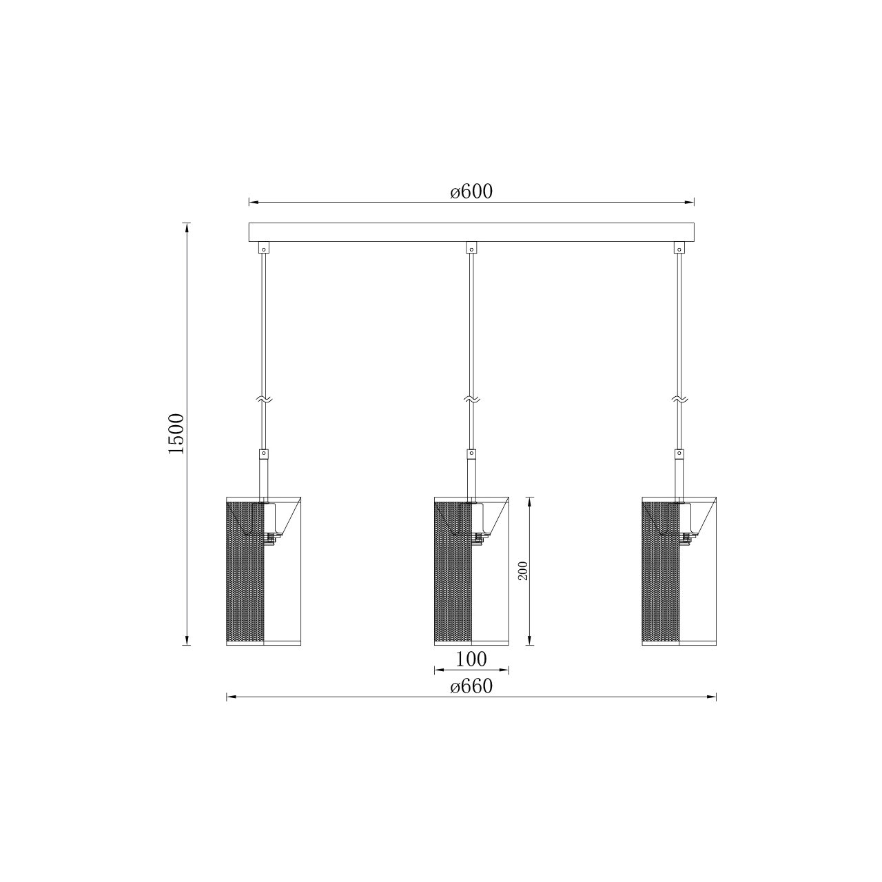 PENDUL LINIAR W002S-3H-3xE14-NEGRU WIRING - imagine 4