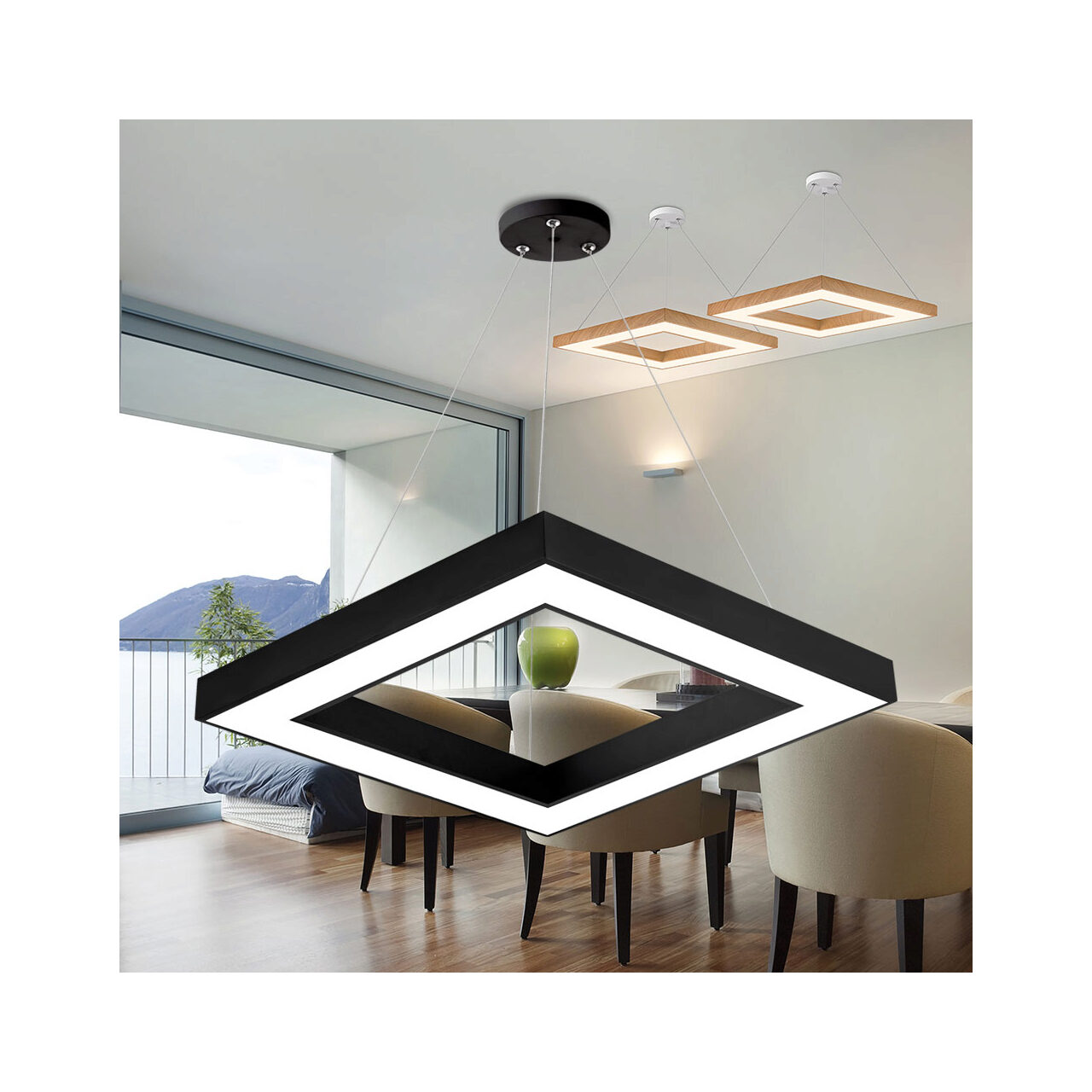 PLAF. LED SUSP 45W 3in1 NEGRU BLADE SQR - imagine 2