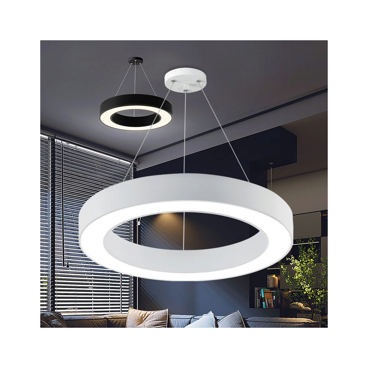 PLAF. LED SUSP 45W TELECOMANDA ALB BLADE RND - imagine 2