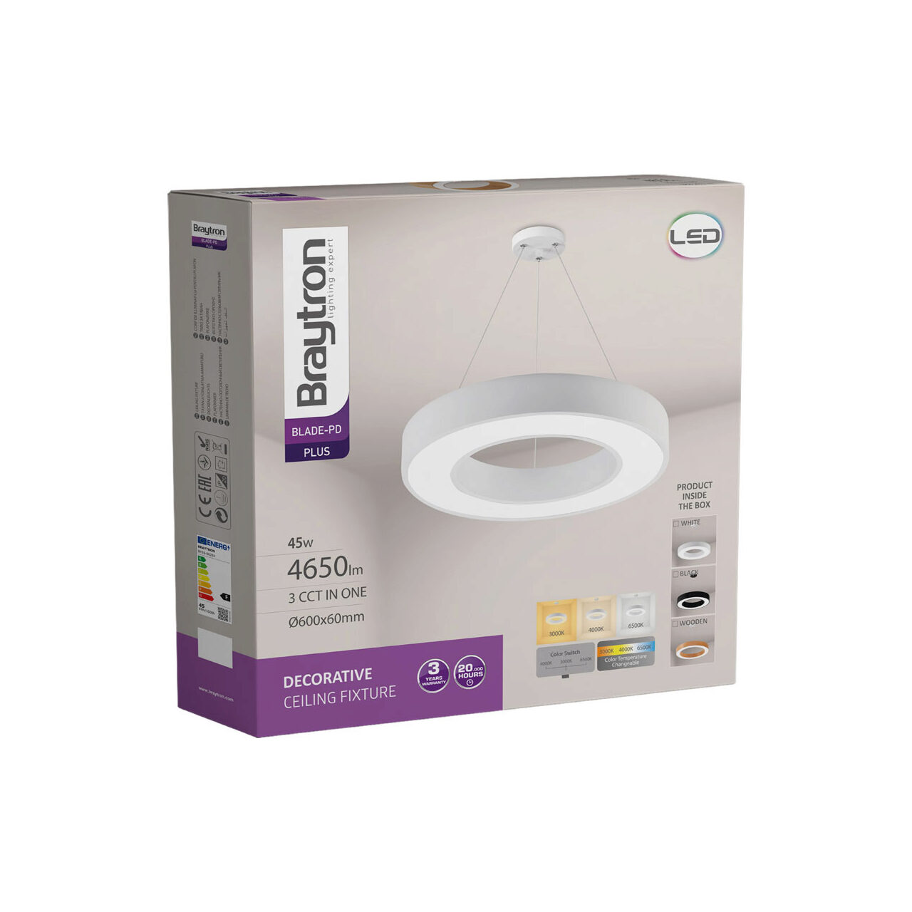 PLAF. LED SUSP 45W TELECOMANDA ALB BLADE RND - imagine 3