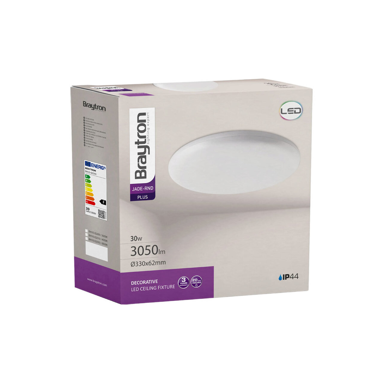 PLAFONIERA LED 30W 3000K IP44 JADE RND,BR PLUS - imagine 6