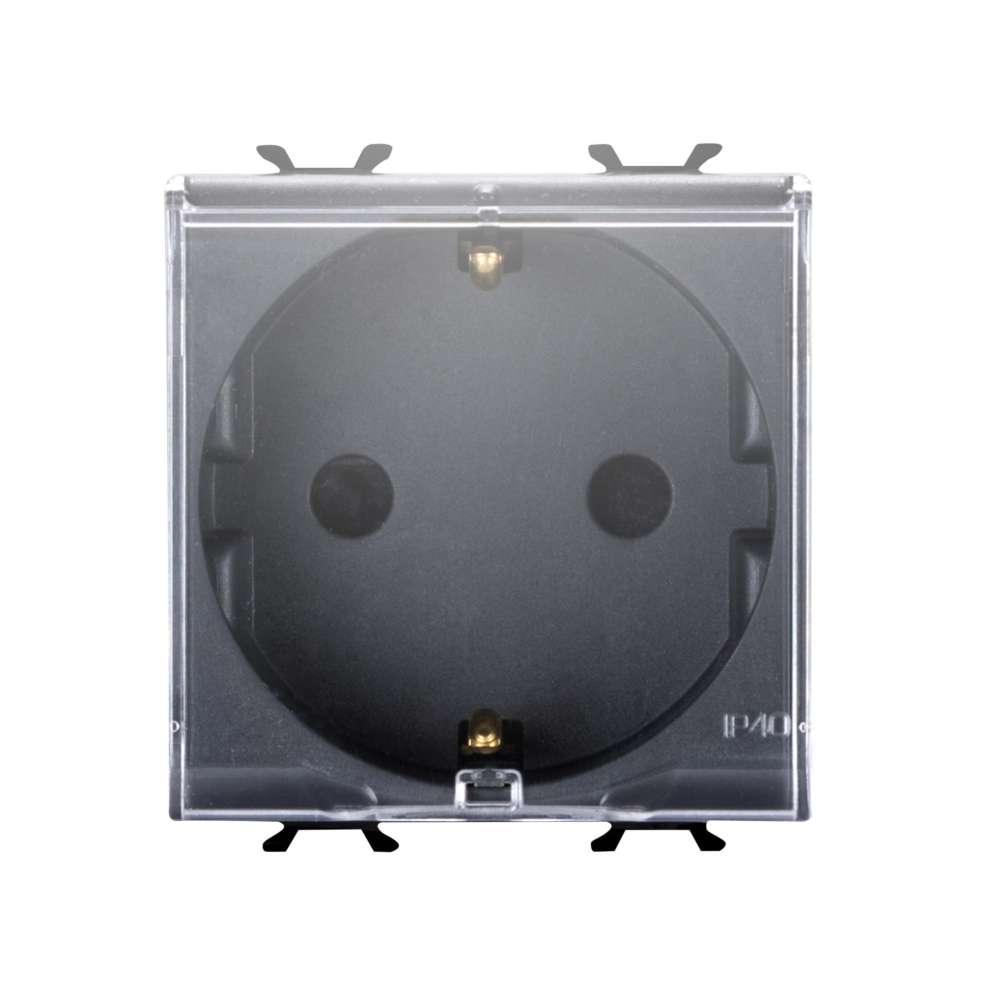 Priza Schuko cu Capac Negru 2M 2P+E 16A