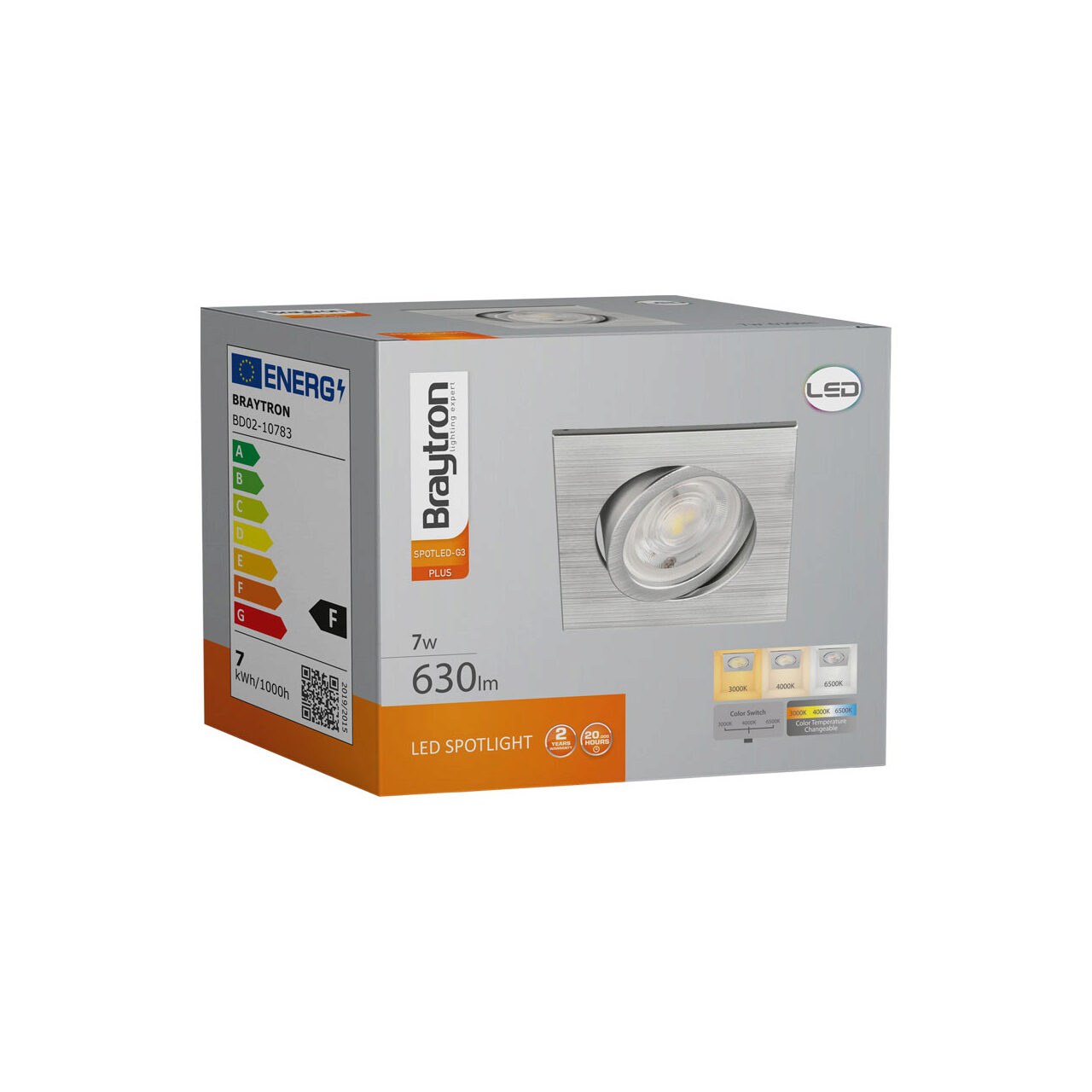 SPOT LED PATRAT 7W 3IN1 230 IP20 ALUMINIU ROTABILA - imagine 6