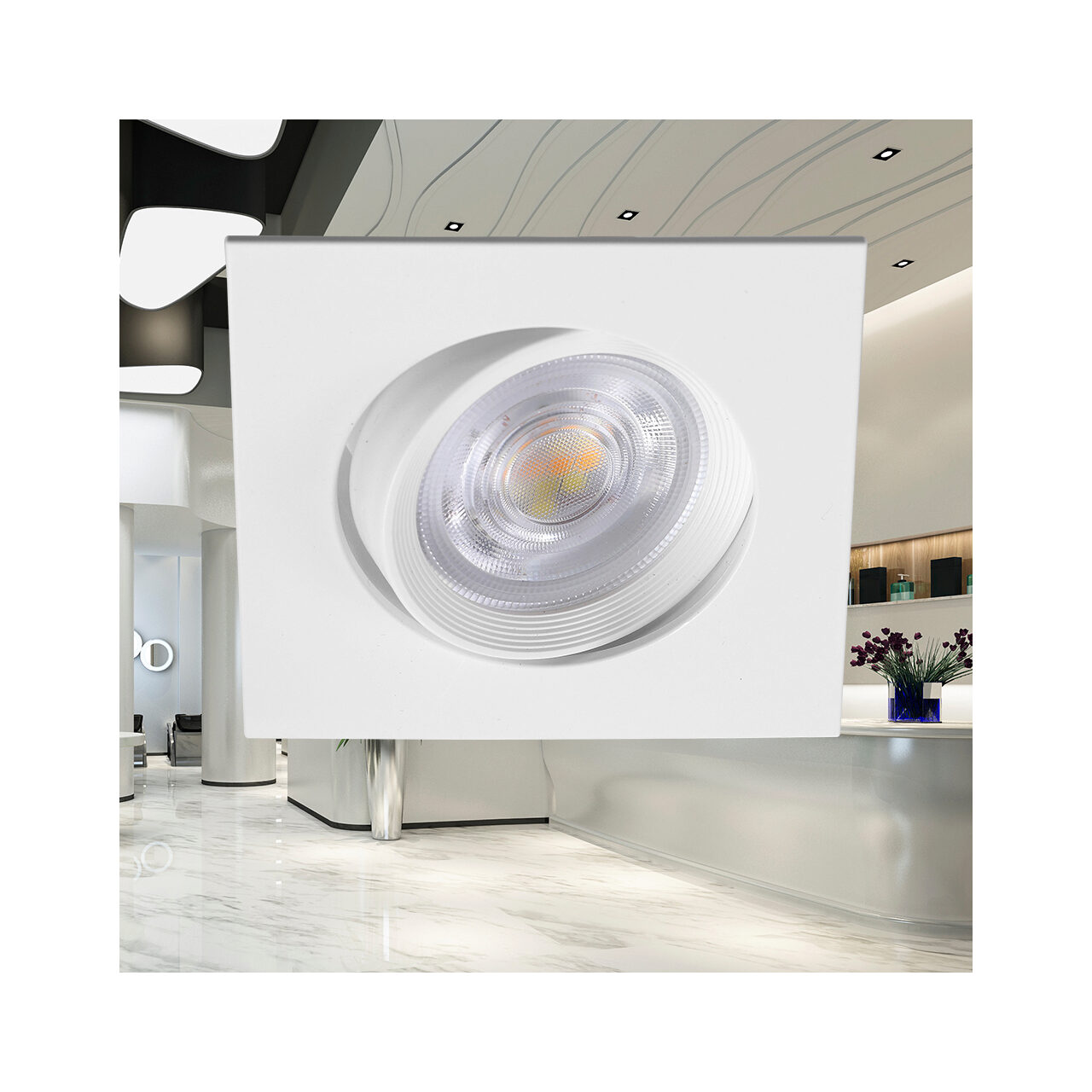 SPOT LED PATRAT 7W DIM 3IN1 230V IP20 ALB ROTABIL - imagine 2