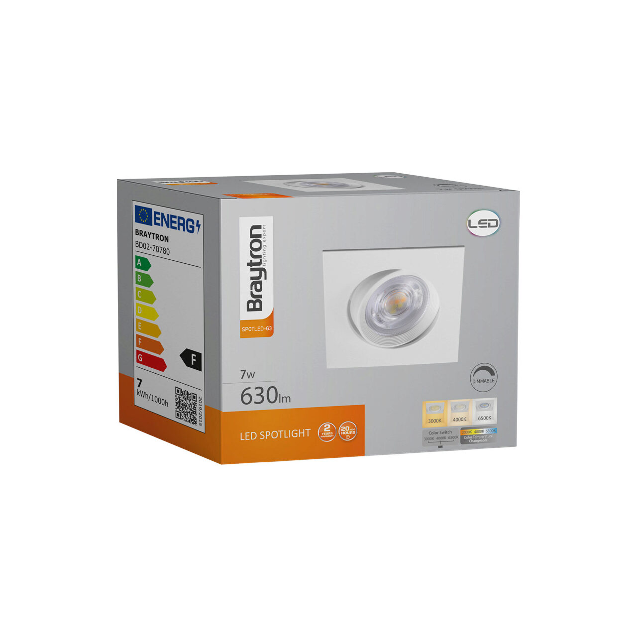 SPOT LED PATRAT 7W DIM 3IN1 230V IP20 ALB ROTABIL - imagine 6