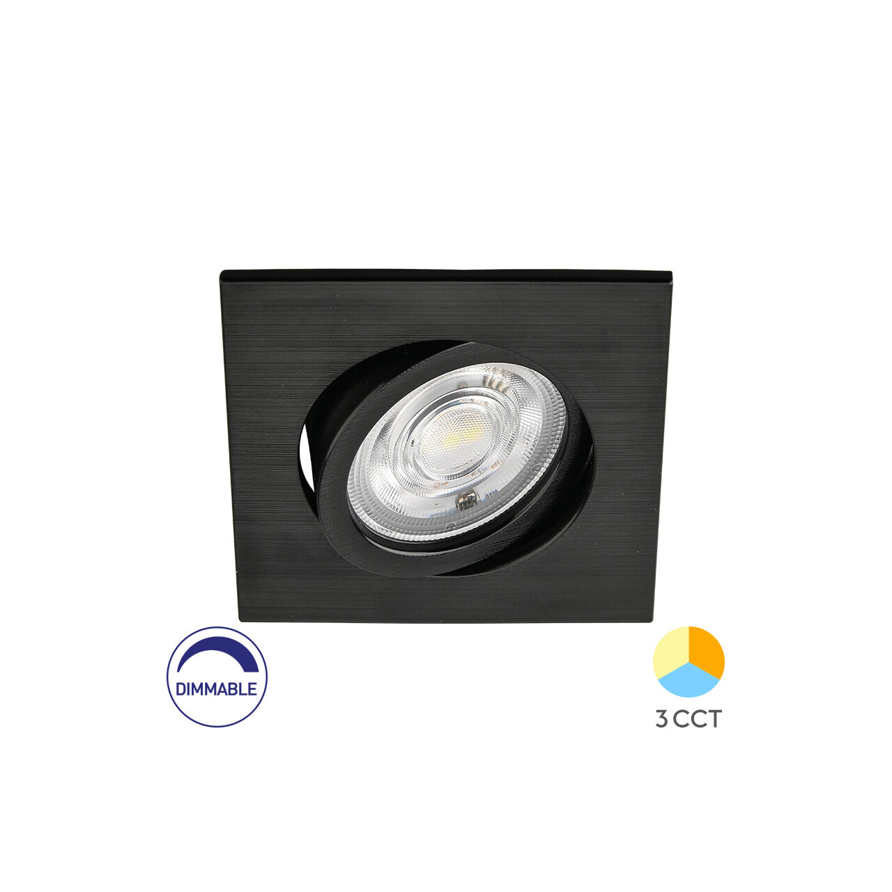 SPOT LED PATRAT 7W DIM 3IN1 230V IP20 NEGRU ROTA. - Instadepot